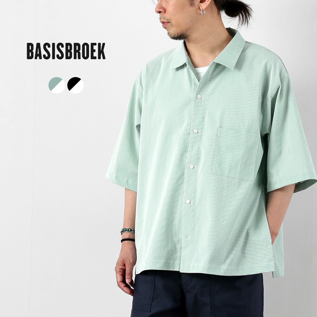 BASISBROEK（バージスブルック） プッテン シアサッカー サイドジップ 半袖シャツ 日本製