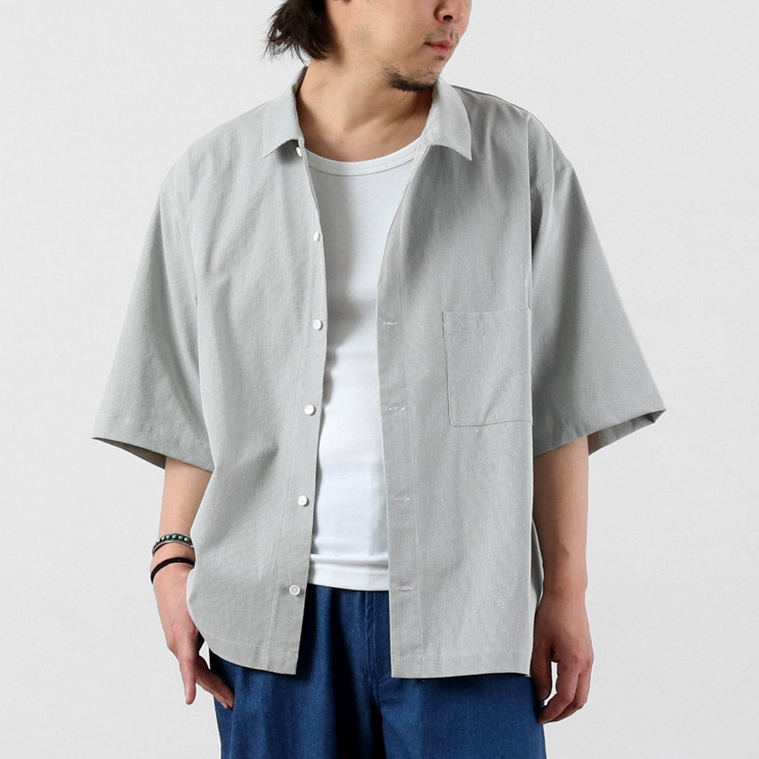 BASISBROEK（バージスブルック） プッテン シアサッカー サイドジップ 半袖シャツ 日本製