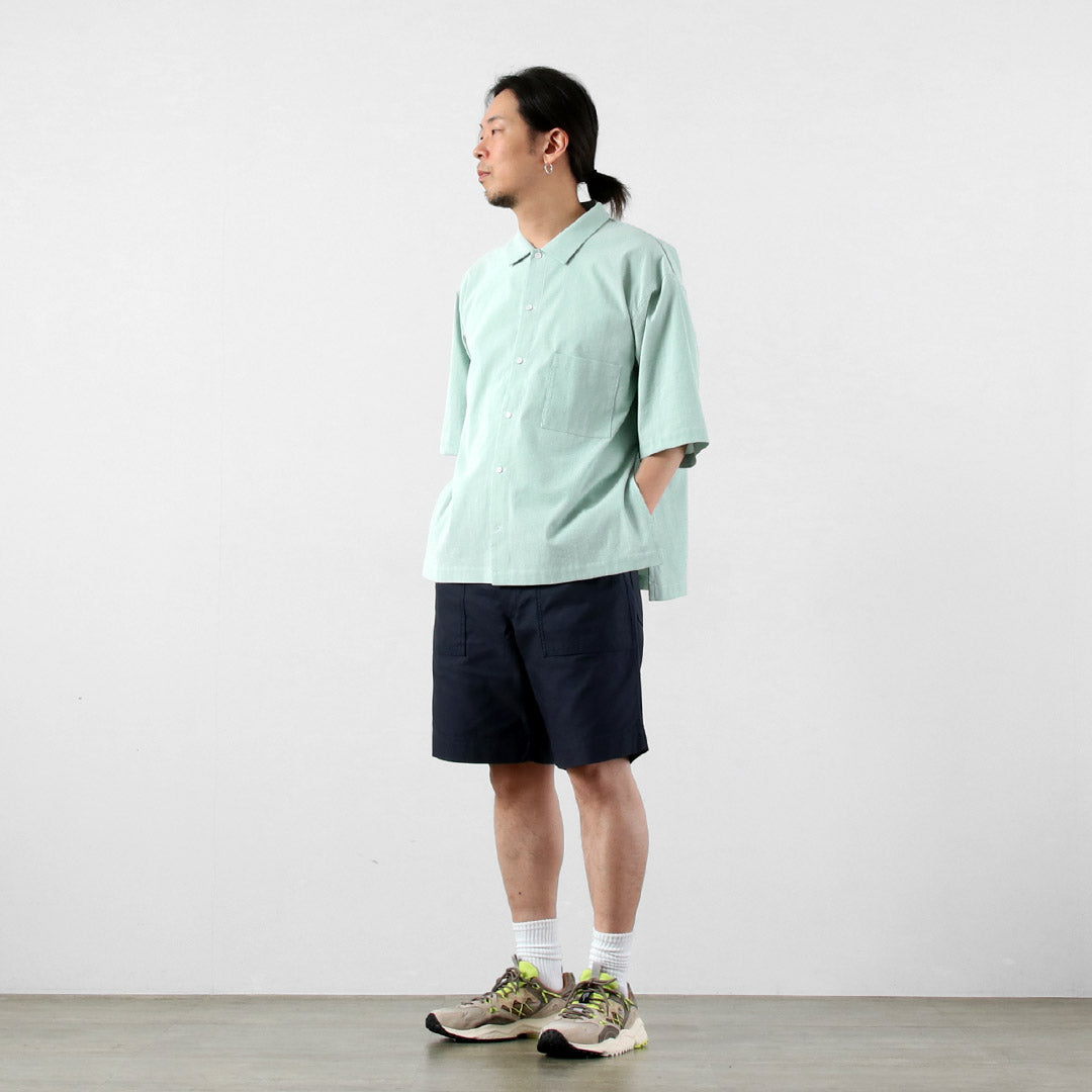 BASISBROEK（バージスブルック） プッテン シアサッカー サイドジップ 半袖シャツ 日本製