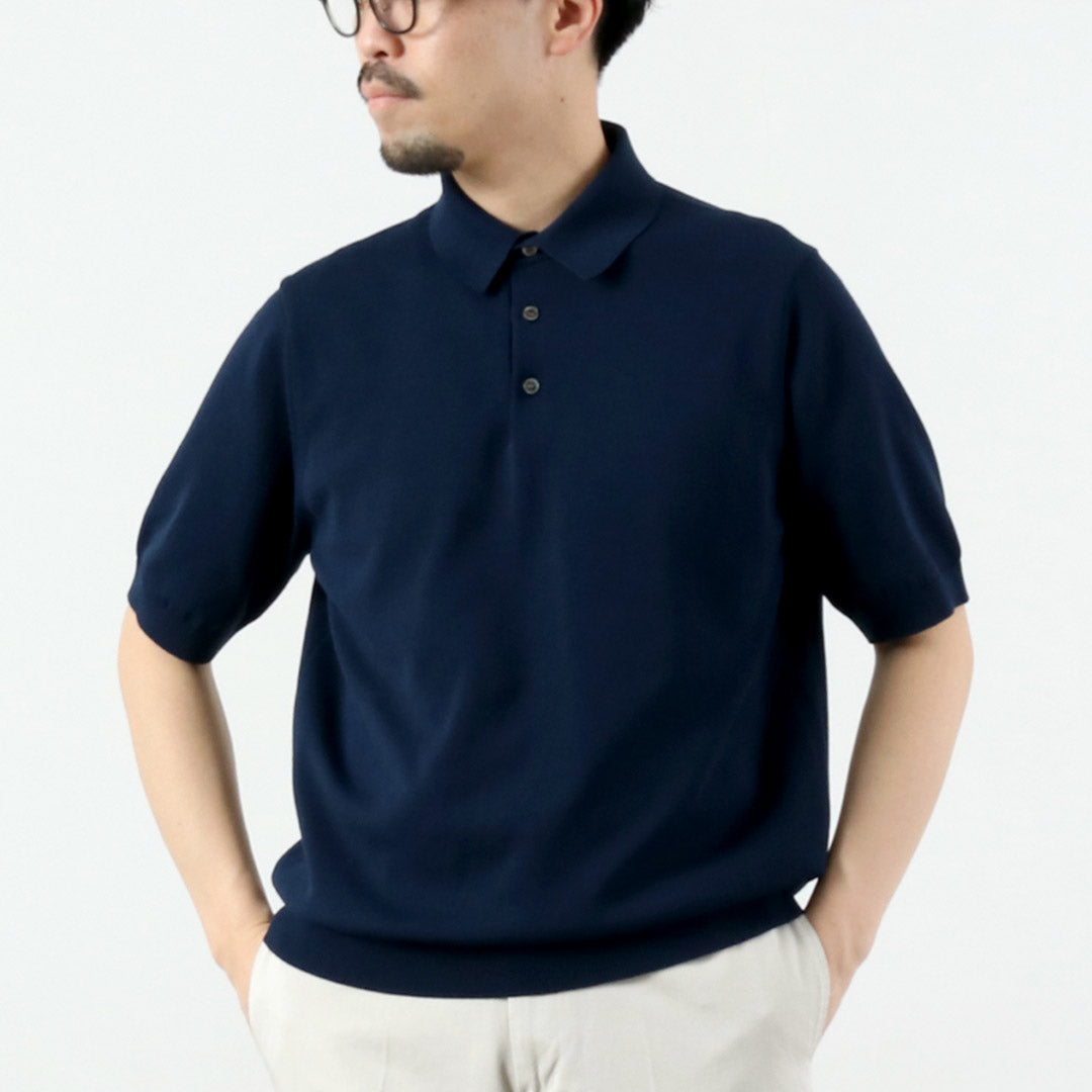 【美品】THE ROW ネイビー ポロシャツ 半袖 イタリア製 RINASCENTE（リナシェンテ） 別注 12G天竺 ハイブリッド