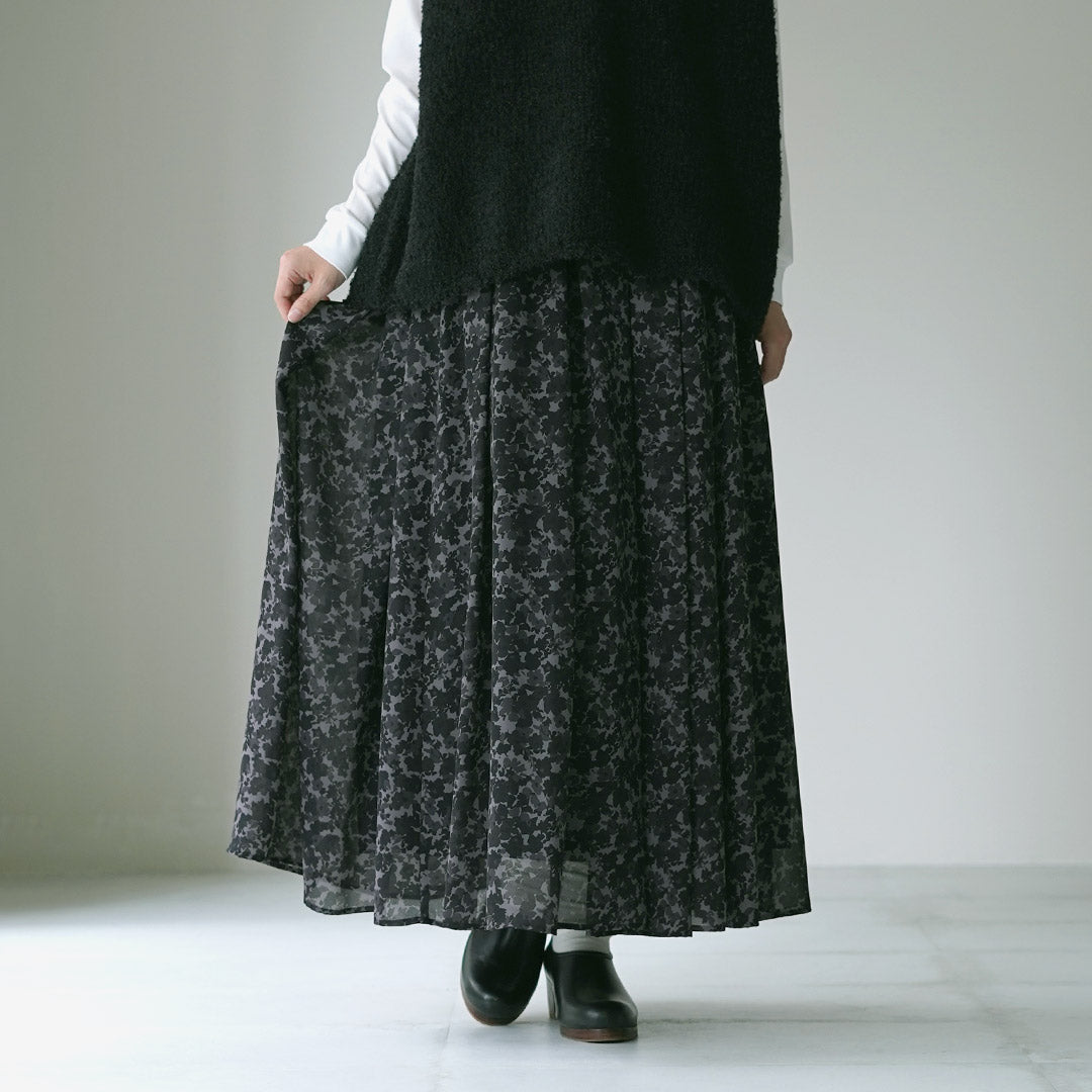 mizuiro ind（ミズイロインド） フラワープリント ロングスカート