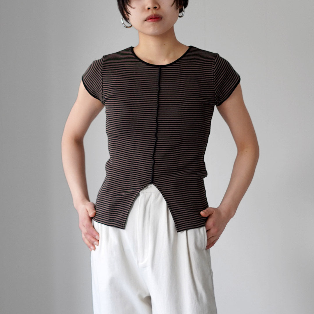 ROBERT P.MILLER（ロバートピーミラー） パネルリブ スリット ショートスリーブ Tシャツ