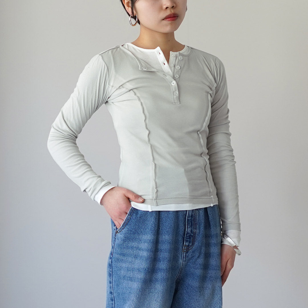 ROBERT P.MILLER（ロバートピーミラー） ライトパネルリブ ヘンリーロングスリーブ Tシャツ