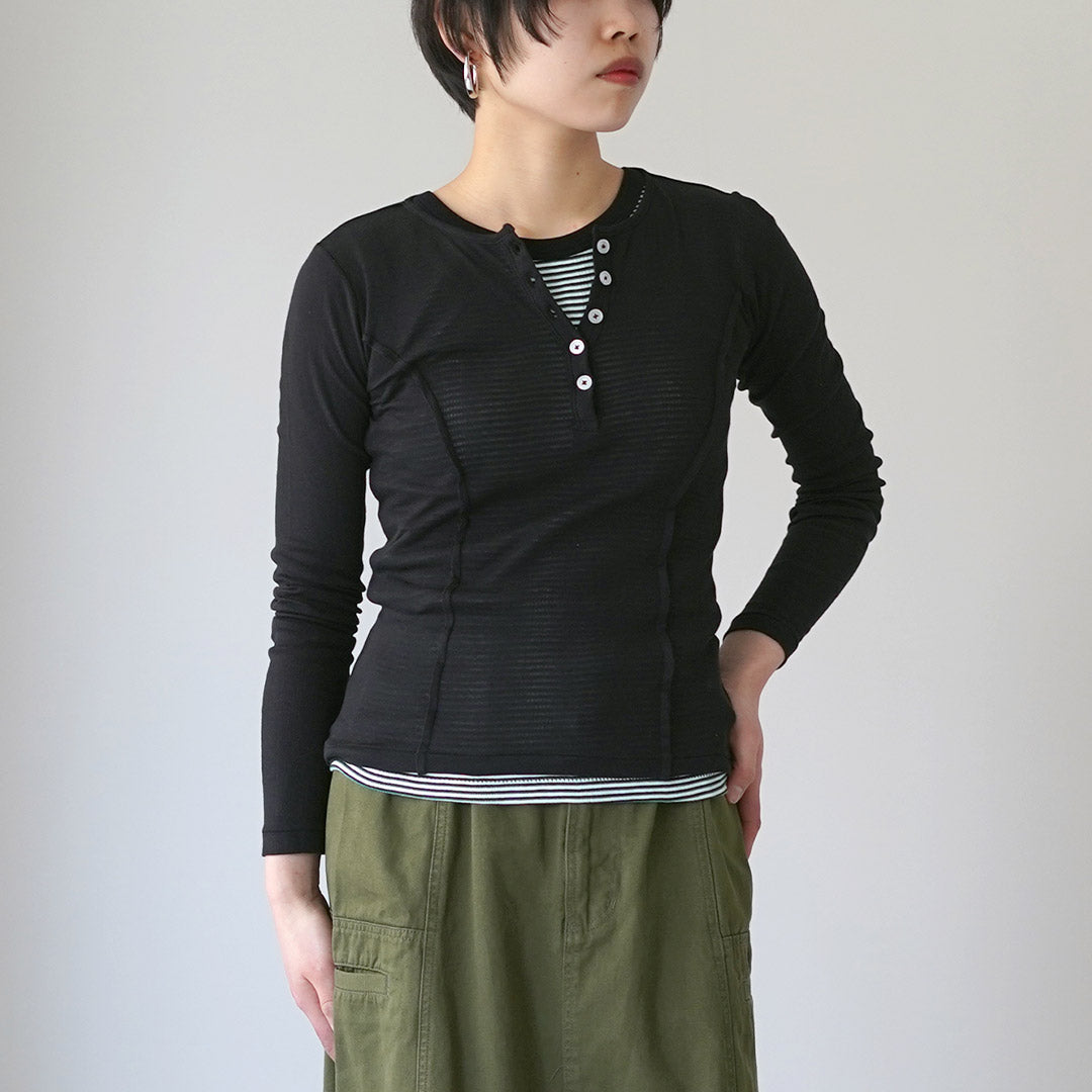 ROBERT P.MILLER（ロバートピーミラー） ライトパネルリブ ヘンリーロングスリーブ Tシャツ