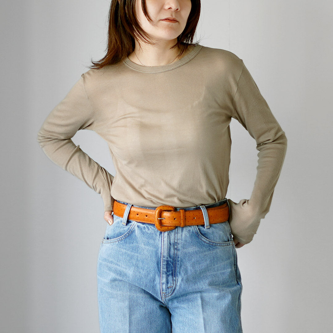 ROBERT P.MILLER（ロバートピーミラー） クルーネック パネルリブ ロングスリーブ Tシャツ コットン レーヨン