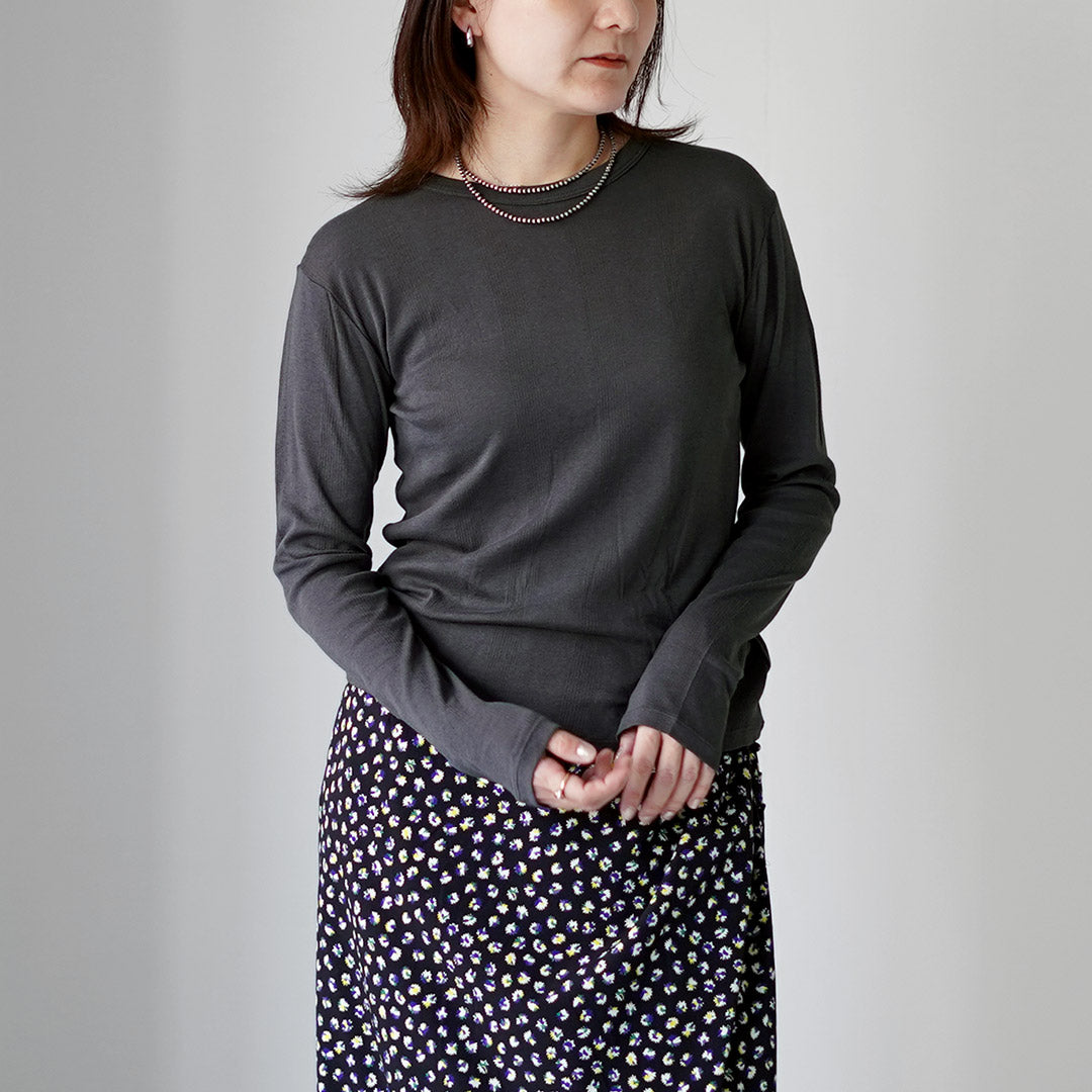 ROBERT P.MILLER（ロバートピーミラー） クルーネック パネルリブ ロングスリーブ Tシャツ コットン レーヨン