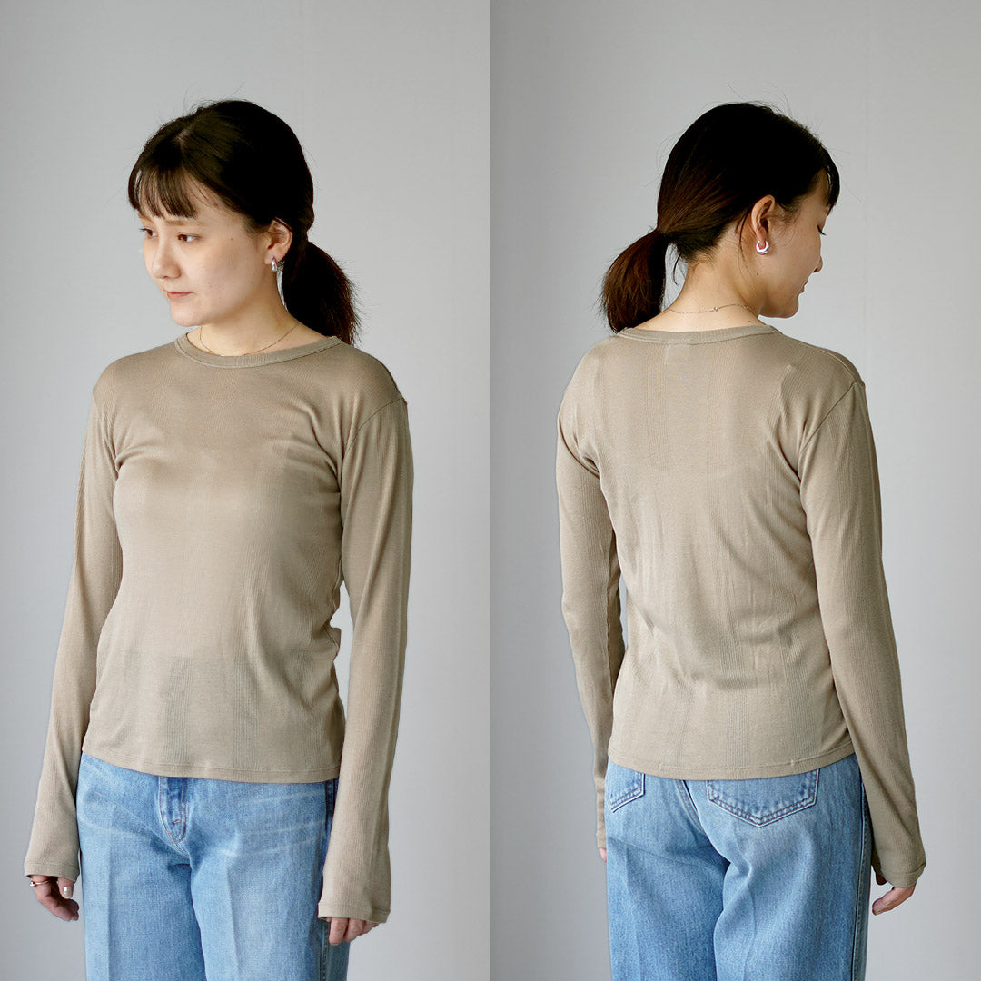 ROBERT P.MILLER（ロバートピーミラー） クルーネック パネルリブ ロングスリーブ Tシャツ コットン レーヨン