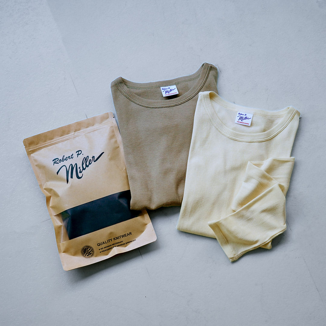 ROBERT P.MILLER（ロバートピーミラー） クルーネック パネルリブ ロングスリーブ Tシャツ コットン レーヨン