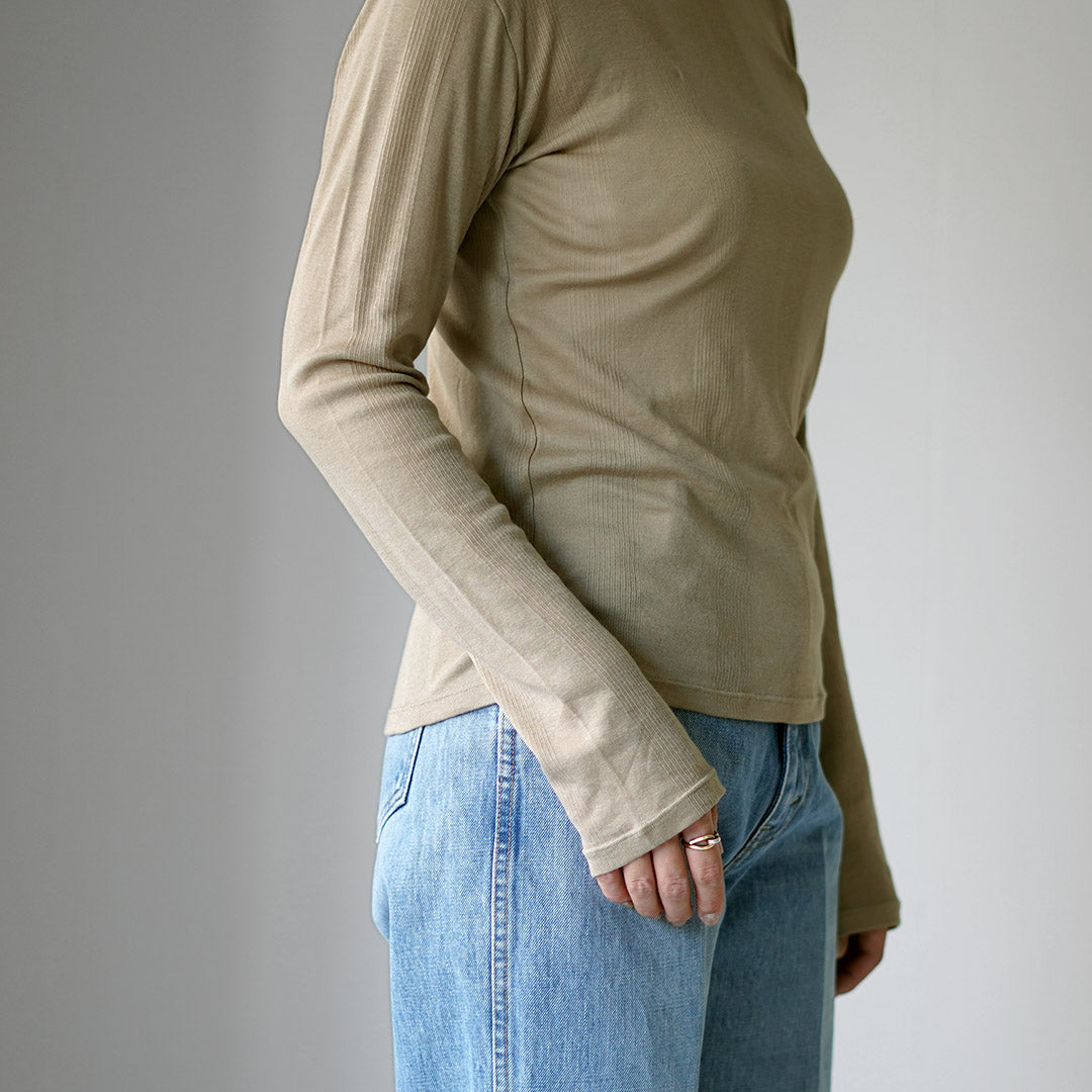 ROBERT P.MILLER（ロバートピーミラー） クルーネック パネルリブ ロングスリーブ Tシャツ コットン レーヨン