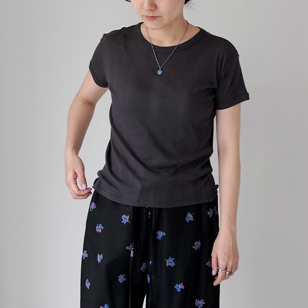 ROBERT P.MILLER（ロバートピーミラー） クルーネック パネルリブ ショートスリーブ Tシャツ コットン レーヨン