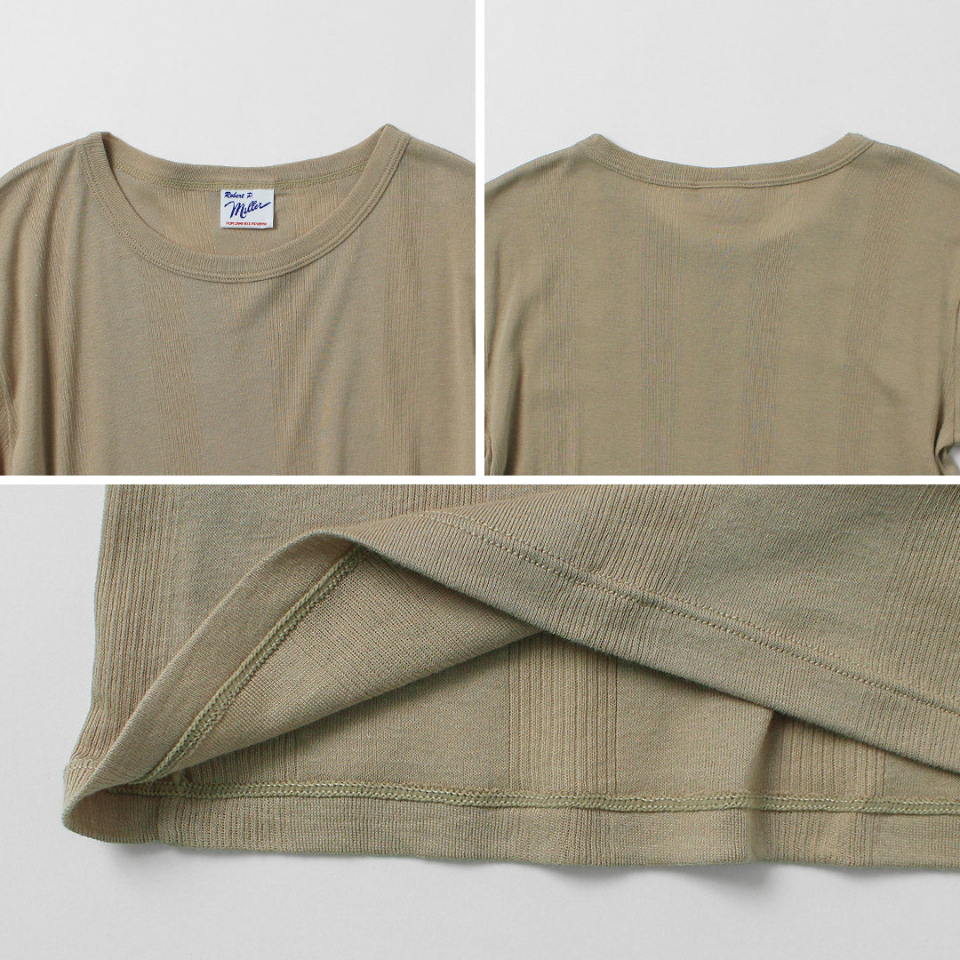 ROBERT P.MILLER（ロバートピーミラー） クルーネック パネルリブ ショートスリーブ Tシャツ コットン レーヨン