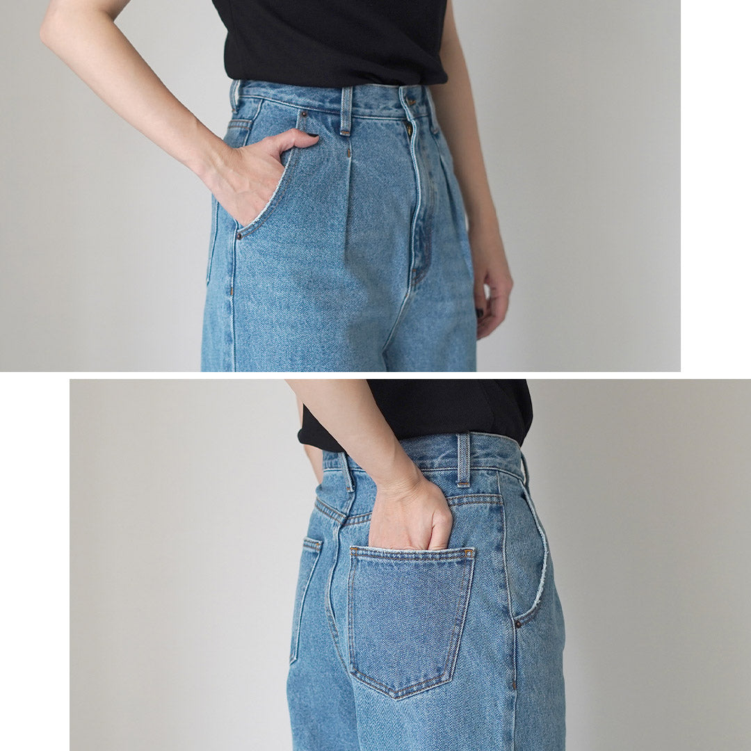 YENN（イェン） レーザーカット ワイドデニム パンツ / レディース