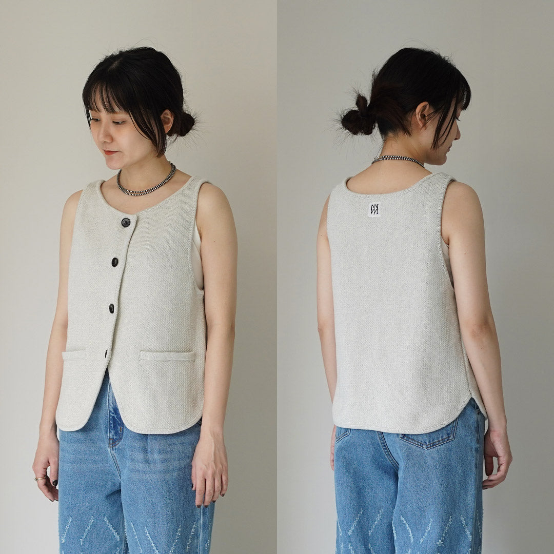 YENN イエン　MIXハンドニットベスト　新品 新品タグ付】YENN イエン／ミックスハンドニットベスト／ブラック