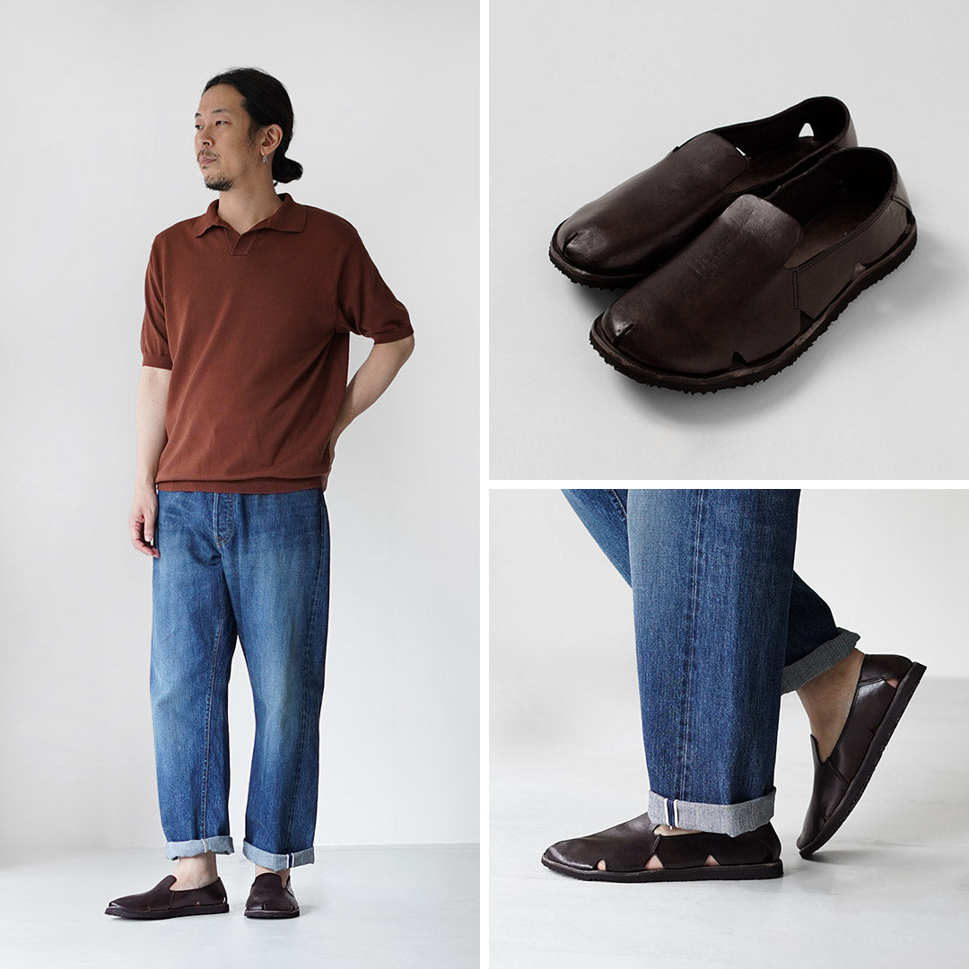BRADOR（ブラドール） カットアウト スリップオン レザーサンダル
