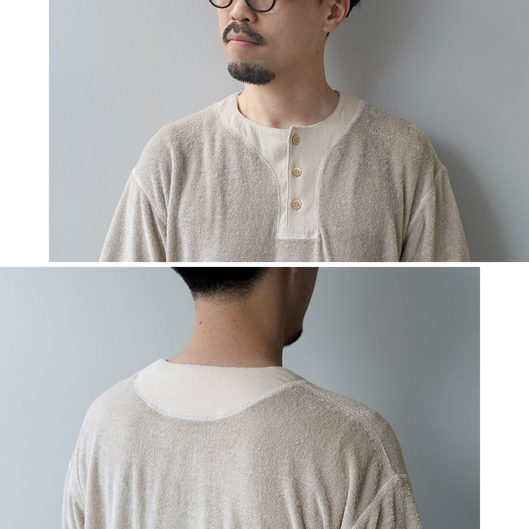 KEMA DESIGNS（ケマデザインズ） リネンパイル オフセット ヘンリーネックTシャツ 日本製