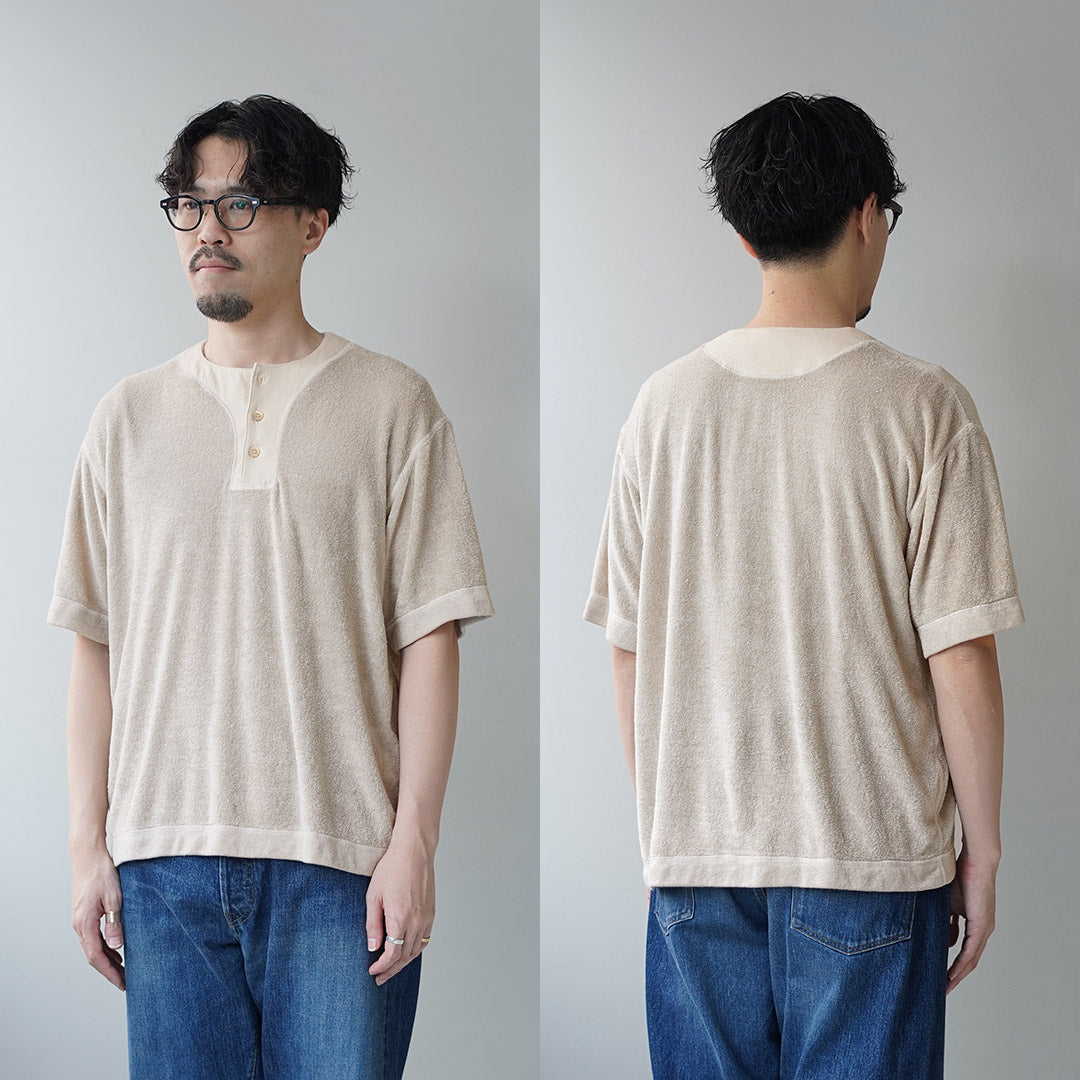 KEMA DESIGNS（ケマデザインズ） リネンパイル オフセット ヘンリーネックTシャツ 日本製
