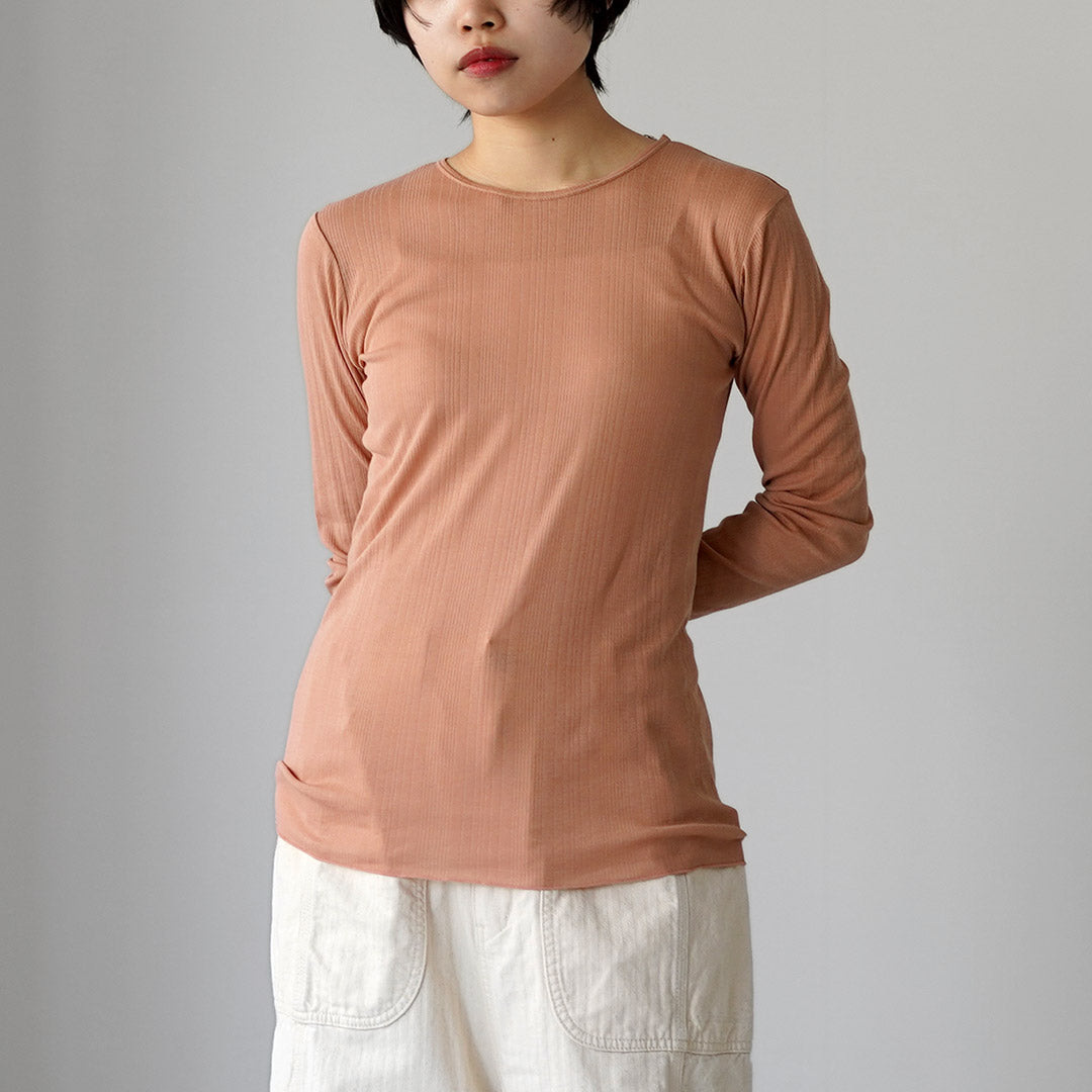 TUMUGU（ツムグ） スフレランダムテレコ　クルーネック ロングスリーブ Tシャツ 日本製