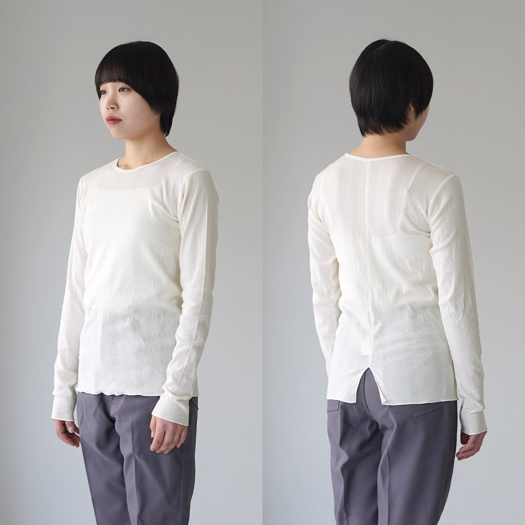TUMUGU（ツムグ） スフレランダムテレコ　クルーネック ロングスリーブ Tシャツ 日本製