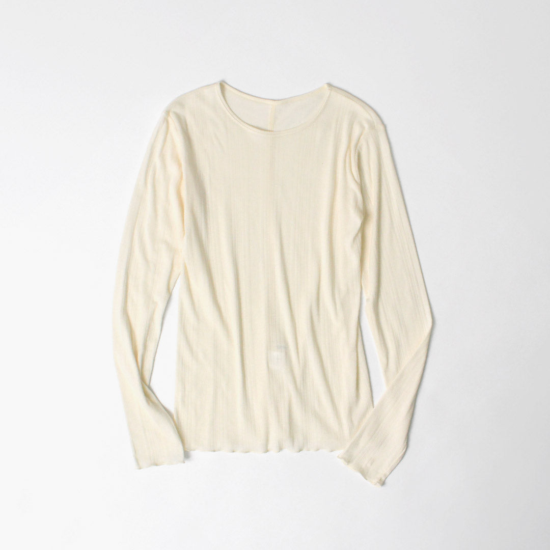 TUMUGU（ツムグ） スフレランダムテレコ　クルーネック ロングスリーブ Tシャツ 日本製
