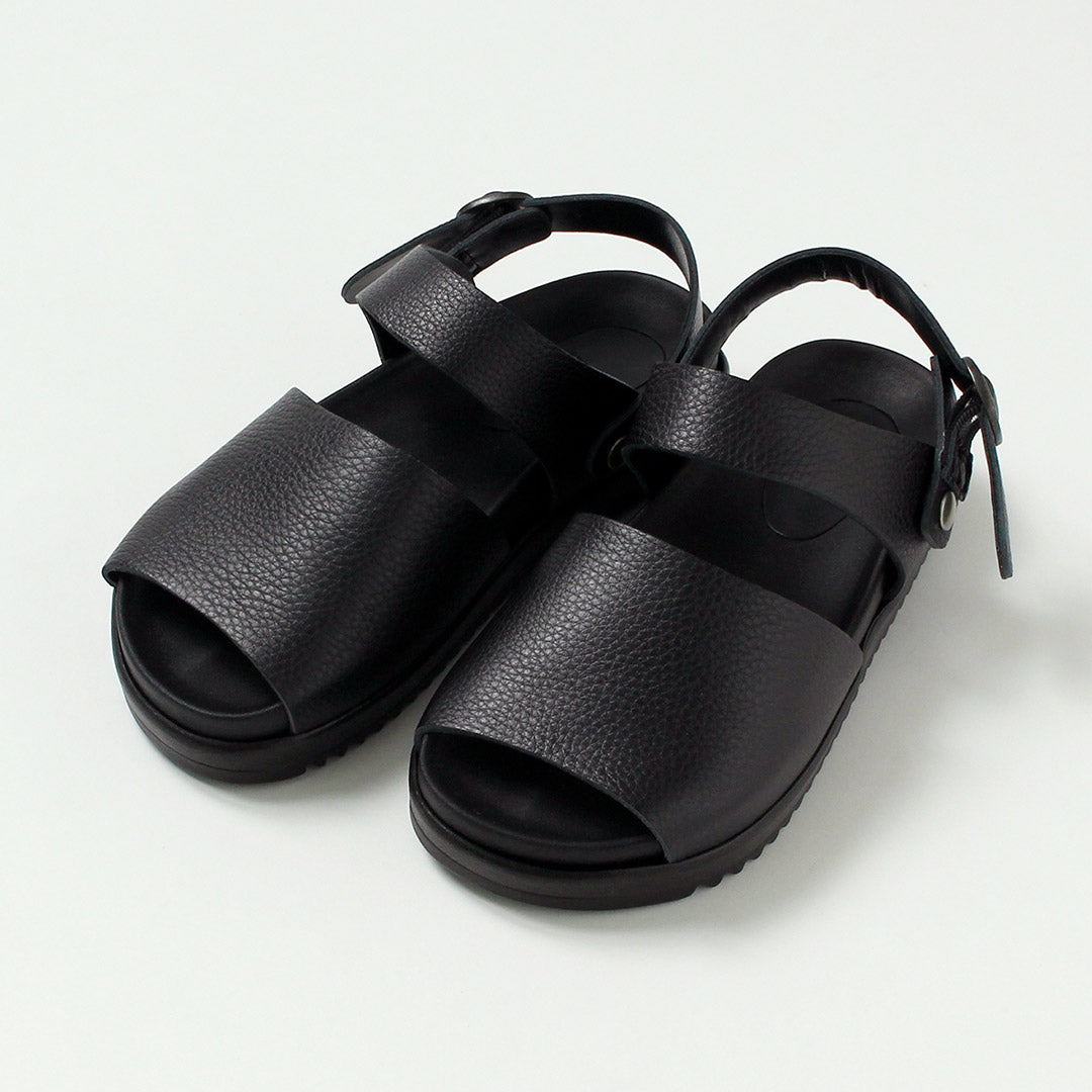 tumugu x hcubuch 黒 サンダル TUMUGU（ツムグ） tumugu×hcubuch welle ヴェレ レザーサンダル 日本製