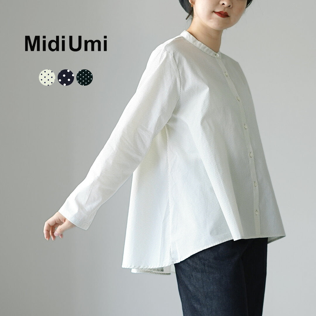 MIDIUMI（ミディウミ） ドット シャツ バンドカラー / レディース