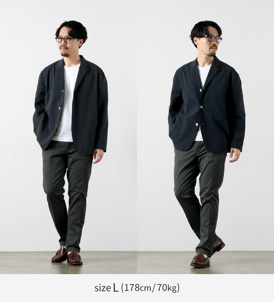 RE MADE IN TOKYO JAPAN（アールイー） クールマックス シアサッカー テーラード 3Bジャケット 日本製