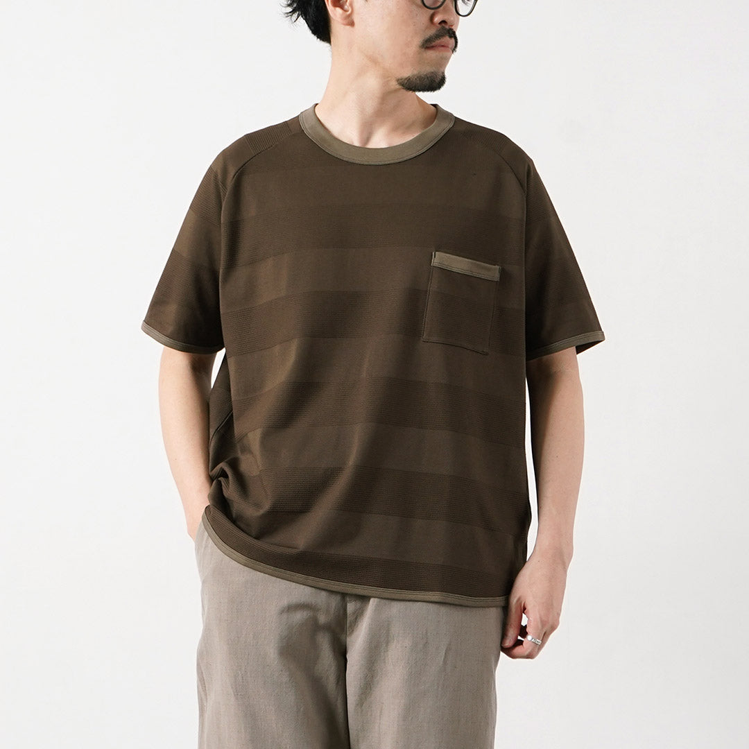 RE MADE IN TOKYO JAPAN（アールイーメイドイントウキョウジャパン） ジャガード ボーダーニットTシャツ Cool Max 日本製