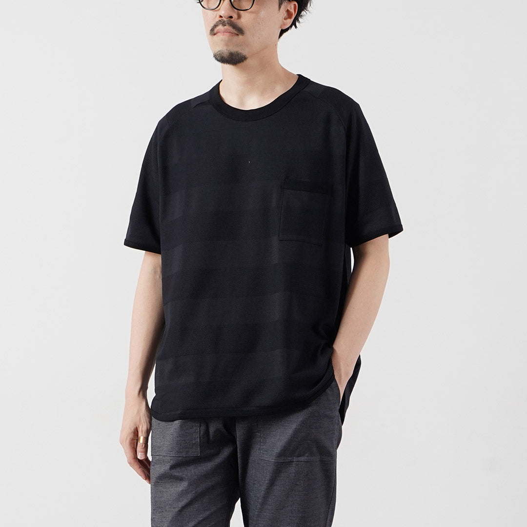 RE MADE IN TOKYO JAPAN（アールイーメイドイントウキョウジャパン） ジャガード ボーダーニットTシャツ Cool Max 日本製