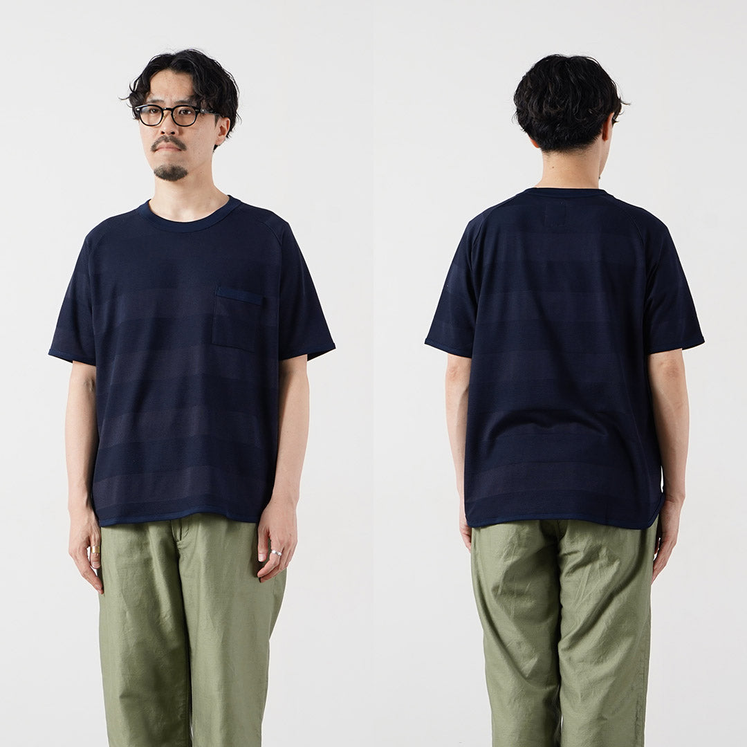 RE MADE IN TOKYO JAPAN（アールイーメイドイントウキョウジャパン） ジャガード ボーダーニットTシャツ Cool Max 日本製