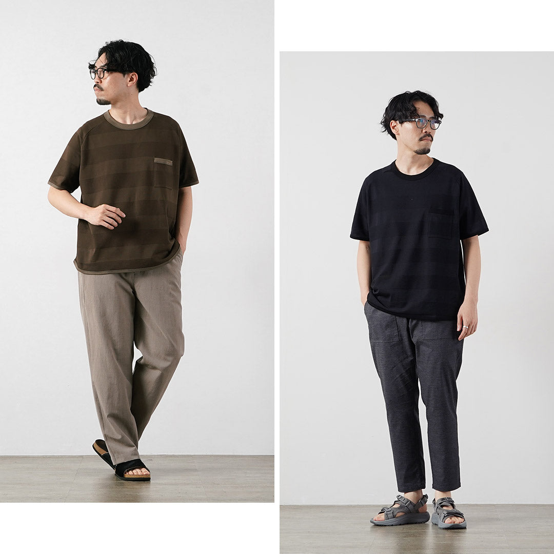 RE MADE IN TOKYO JAPAN（アールイーメイドイントウキョウジャパン） ジャガード ボーダーニットTシャツ Cool Max 日本製