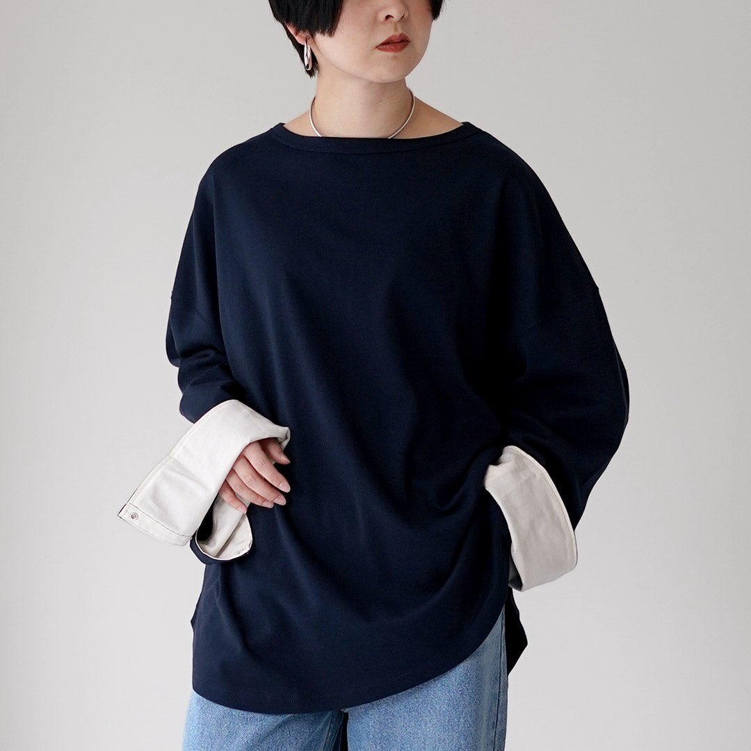 ETRE TOKYO（エトレトウキョウ） ボートネック カフス ロンTee 日本製 1226212058-0