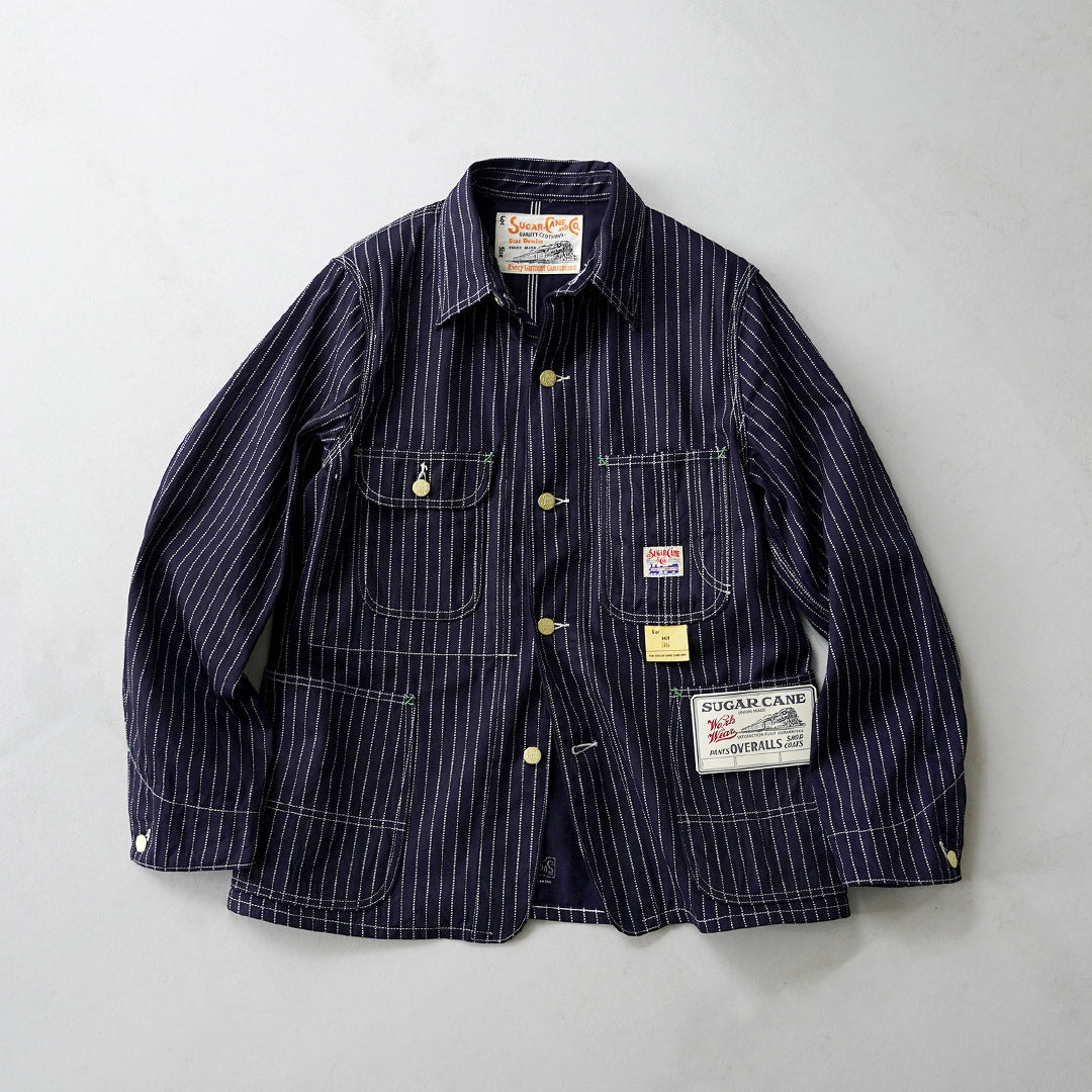 シュガーケーン ワーク コート 42 XL 良品 SUGAR CANE（シュガーケーン） 9oz ウォバッシュ ストライプ ワーク