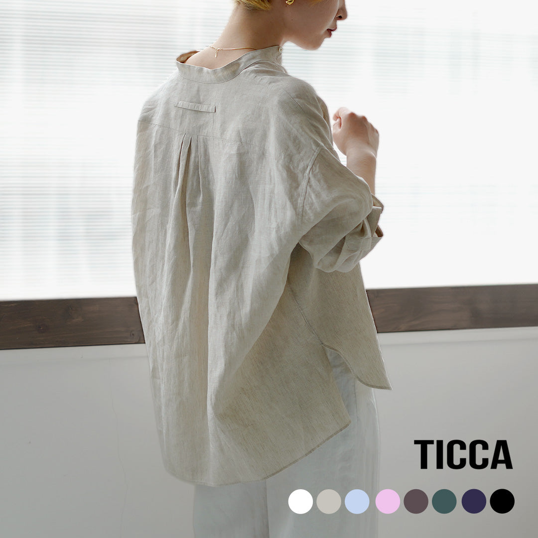 TICCA（ティッカ） リネン ノーカラーシャツ 日本製
