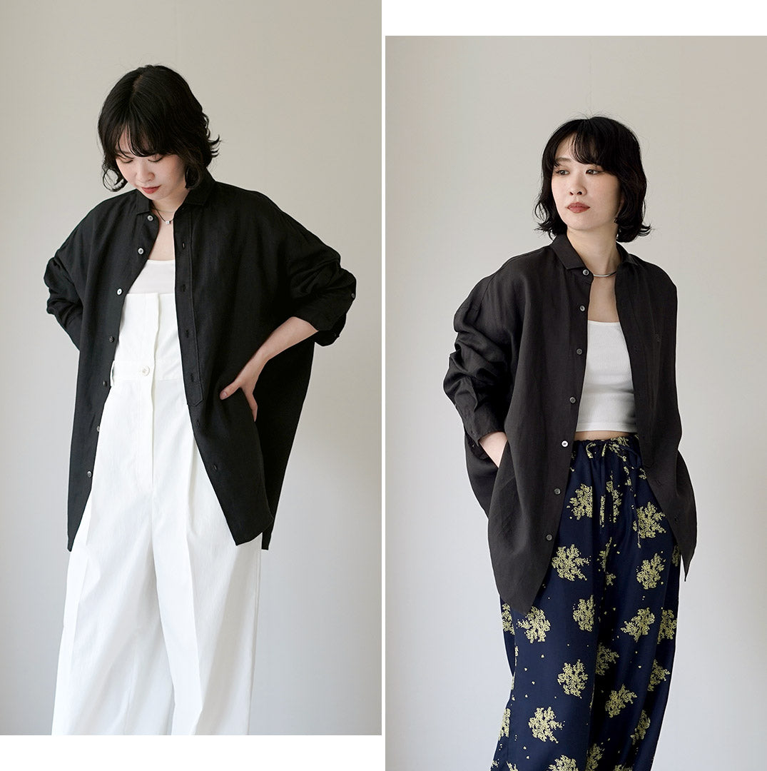 TICCA（ティッカ） リネン スクエアビッグシャツuni 日本製