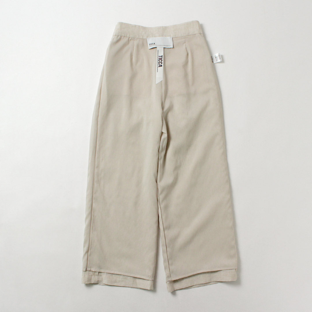 TICCA（ティッカ） リネン ワイドタックパンツ 日本製 / レディース