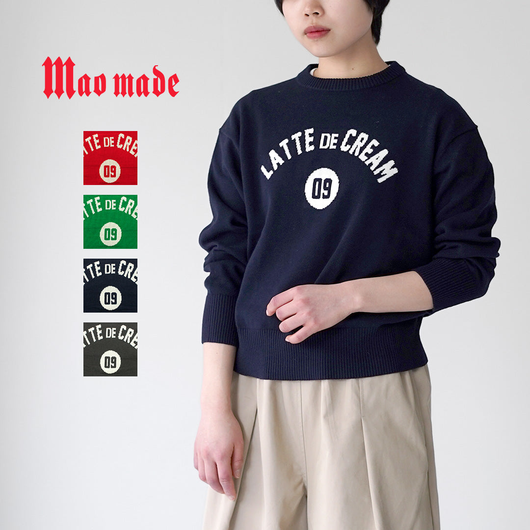MAO MADE（マオメイド） やわらかコットン ダブルジャガード ロゴニット プルオーバー