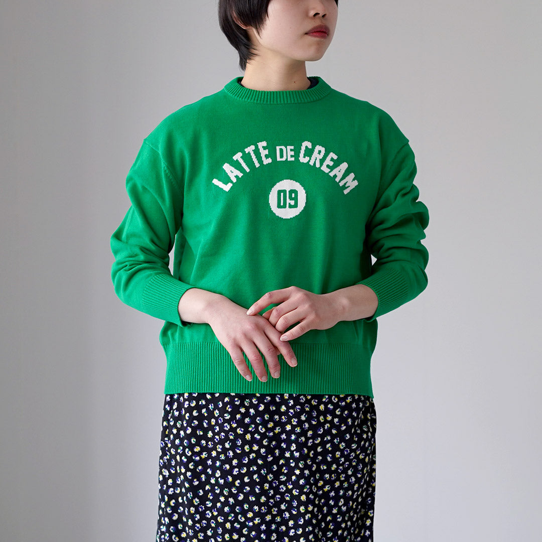 MAO MADE（マオメイド） やわらかコットン ダブルジャガード ロゴニット プルオーバー