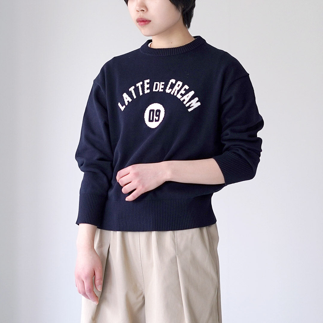 MAO MADE（マオメイド） やわらかコットン ダブルジャガード ロゴニット プルオーバー