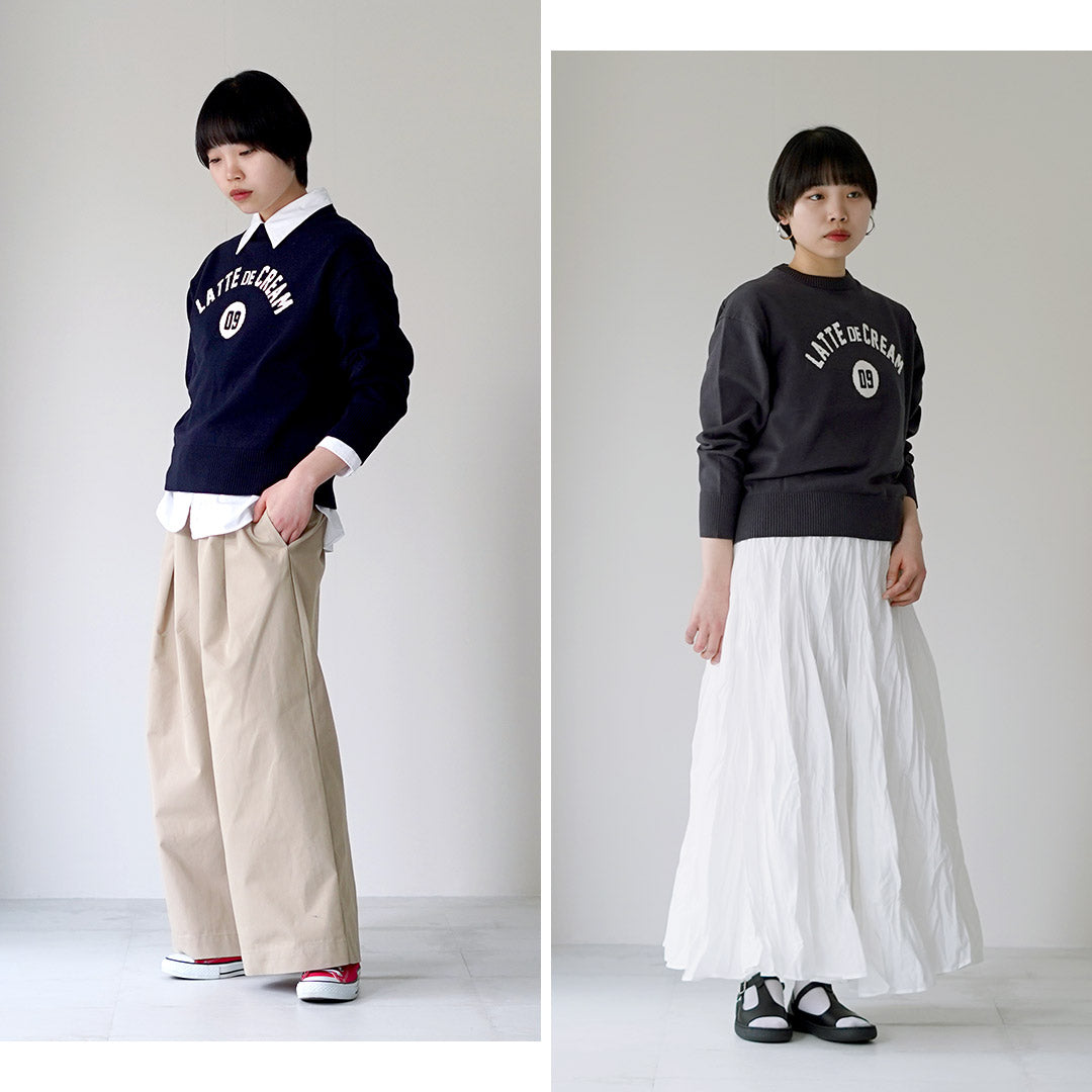 MAO MADE（マオメイド） やわらかコットン ダブルジャガード ロゴニット プルオーバー