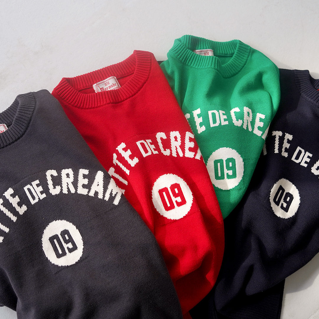 MAO MADE（マオメイド） やわらかコットン ダブルジャガード ロゴニット プルオーバー