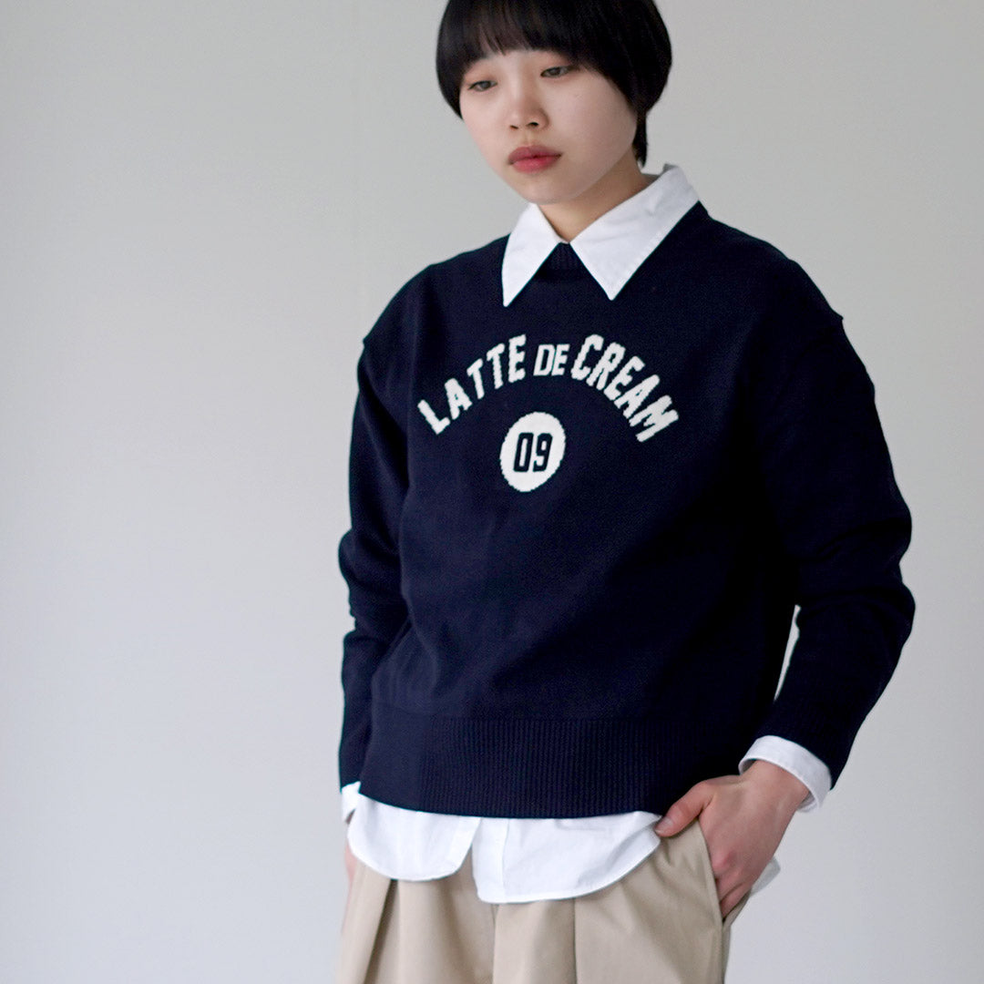 MAO MADE（マオメイド） やわらかコットン ダブルジャガード ロゴニット プルオーバー