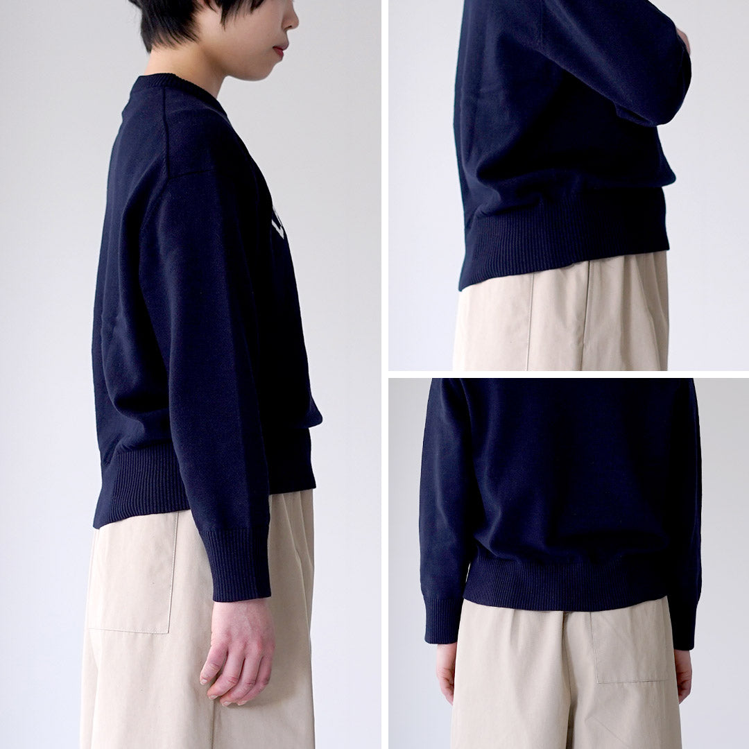 MAO MADE（マオメイド） やわらかコットン ダブルジャガード ロゴニット プルオーバー