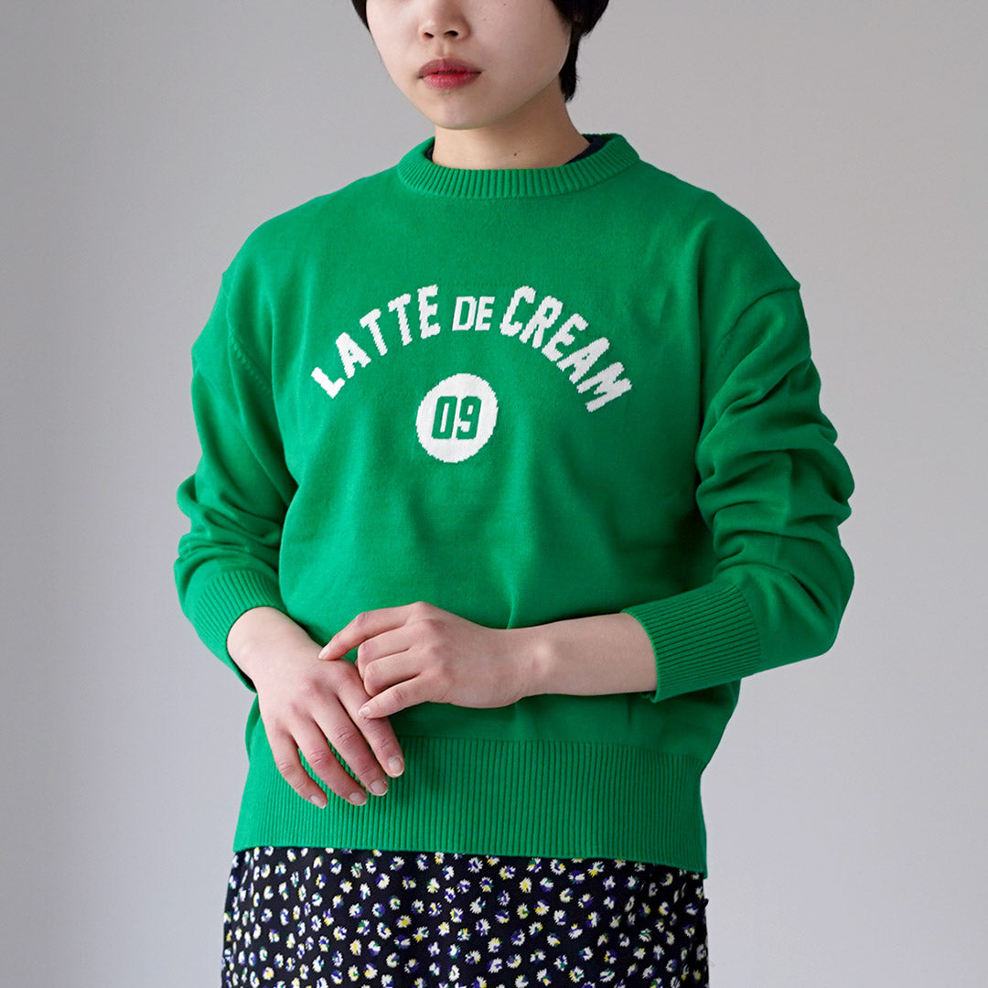 MAO MADE（マオメイド） やわらかコットン ダブルジャガード ロゴニット プルオーバー