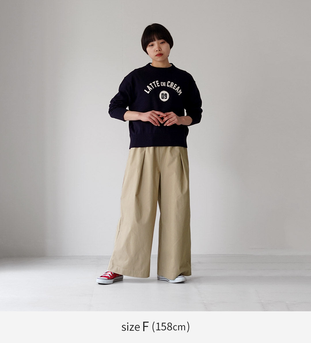 MAO MADE（マオメイド） T/Cツイル フロントタック ワイドパンツ