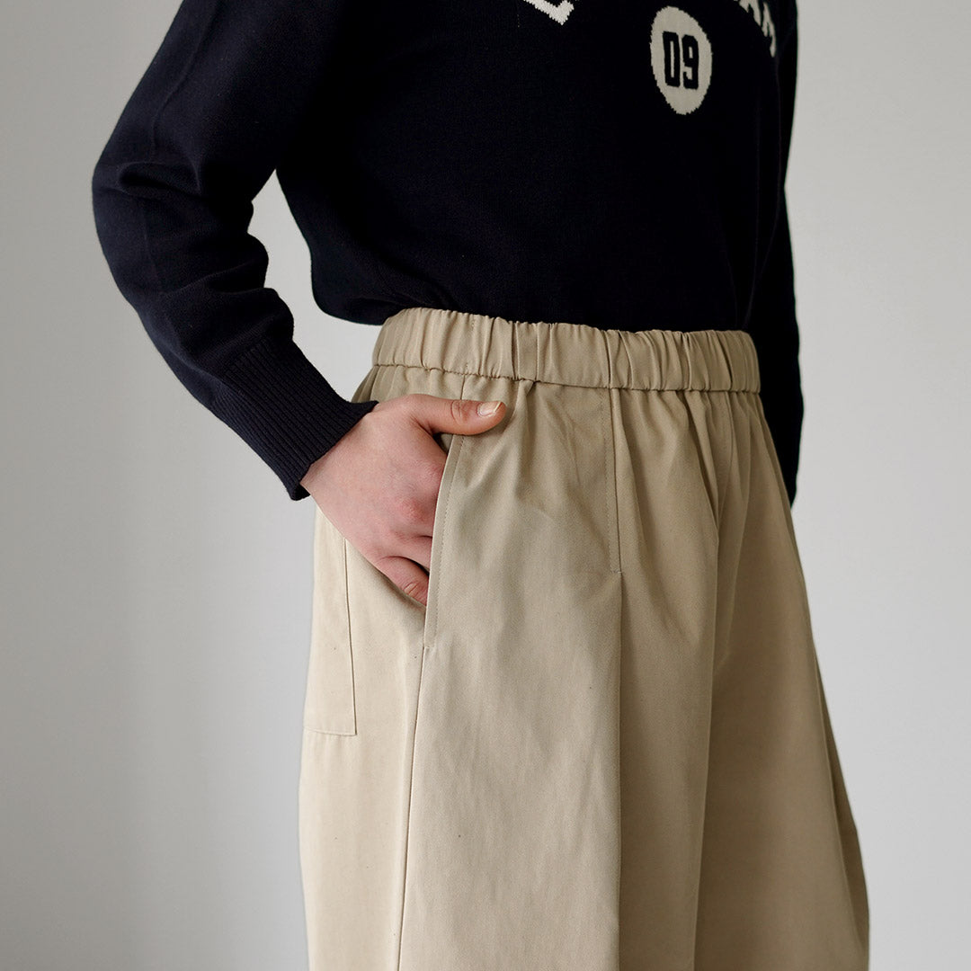 MAO MADE（マオメイド） T/Cツイル フロントタック ワイドパンツ