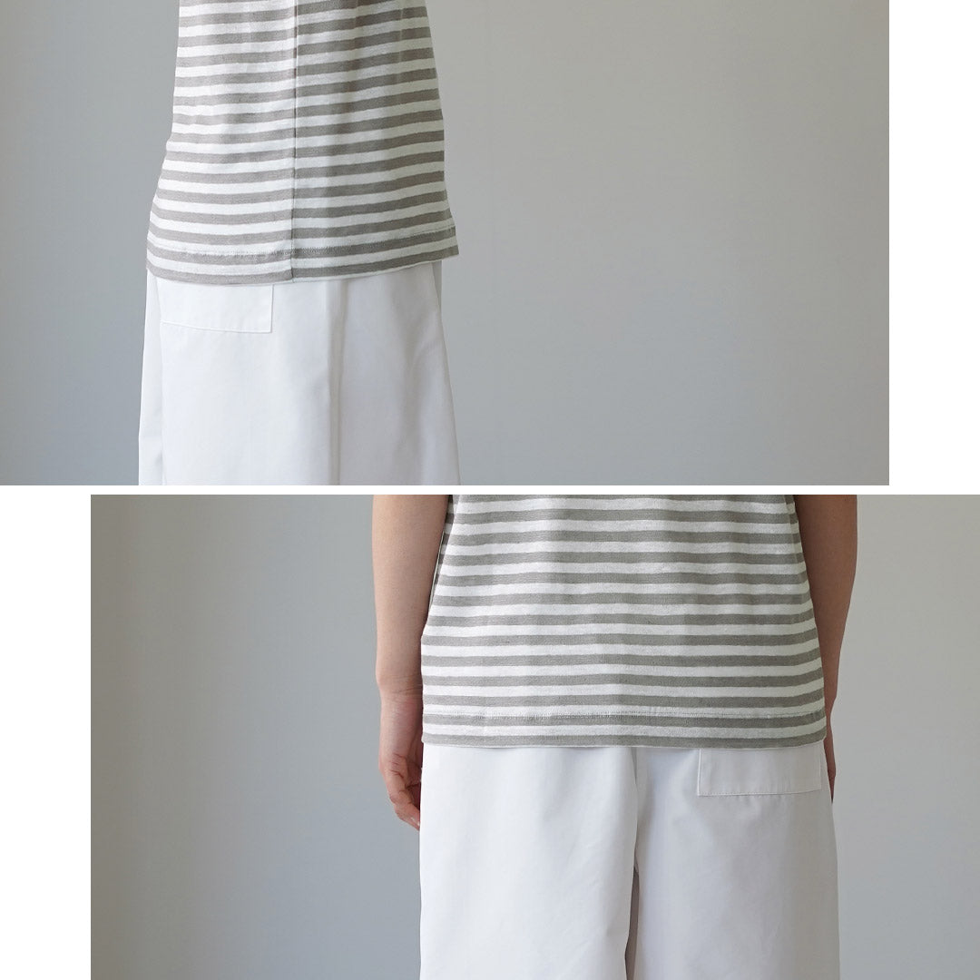MAO MADE（マオメイド） ベルギーリネン ハーフスリーブ スタンダードTシャツ ボーダー 日本製