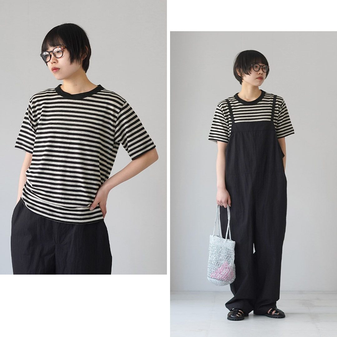 MAO MADE（マオメイド） ベルギーリネン ハーフスリーブ スタンダードTシャツ ボーダー 日本製