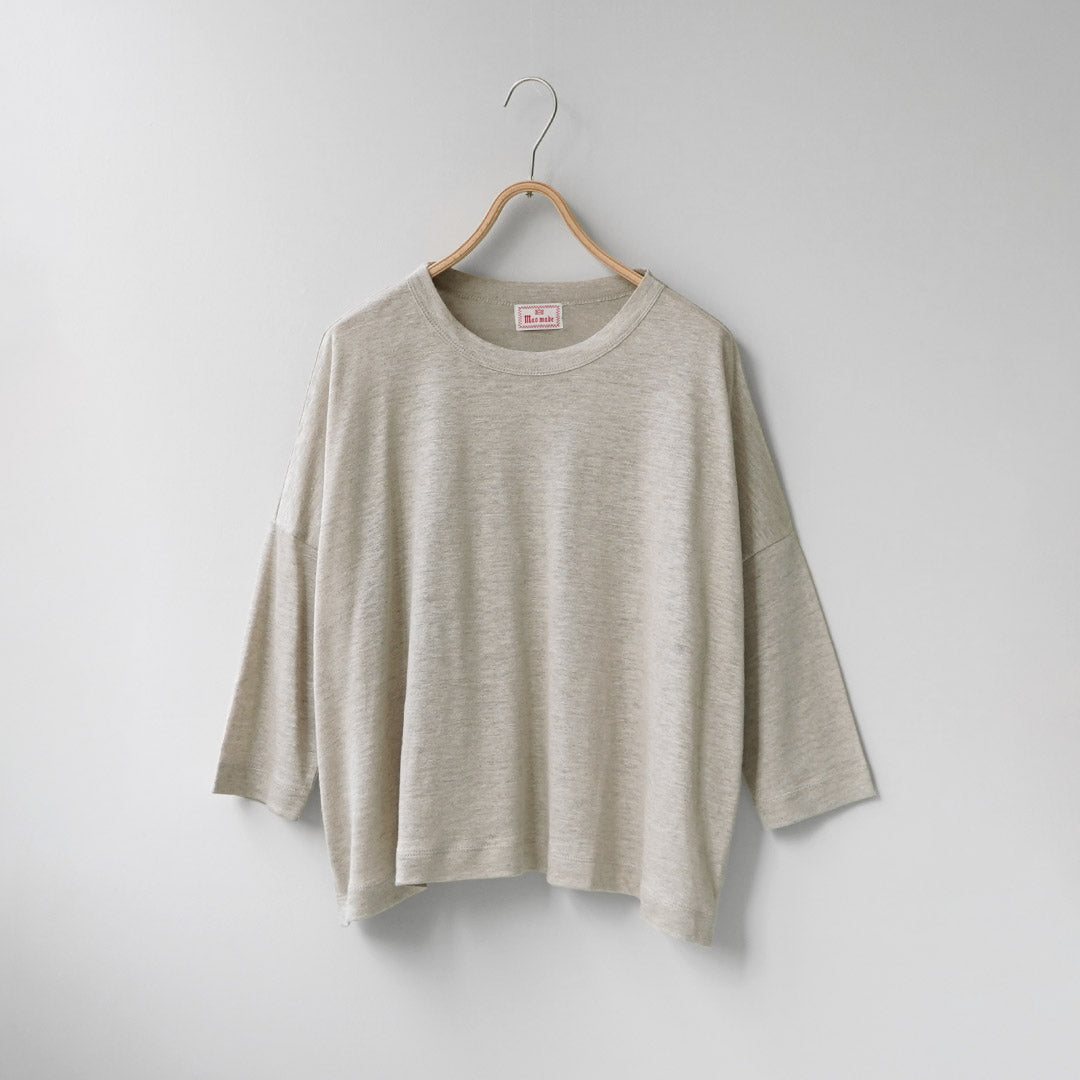 MAO MADE（マオメイド） ベルギーリネン 7分袖 ワイドTシャツ 日本製