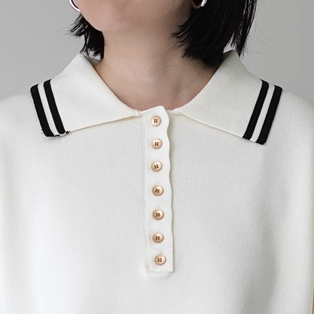 SHE Tokyo(シートーキョー) 長袖セーター サイズF レディース美品  - アイボリー クルーネック/シルク/モヘア CYAN TOKYO（シアン トーキョー） プレーティングニットポロ