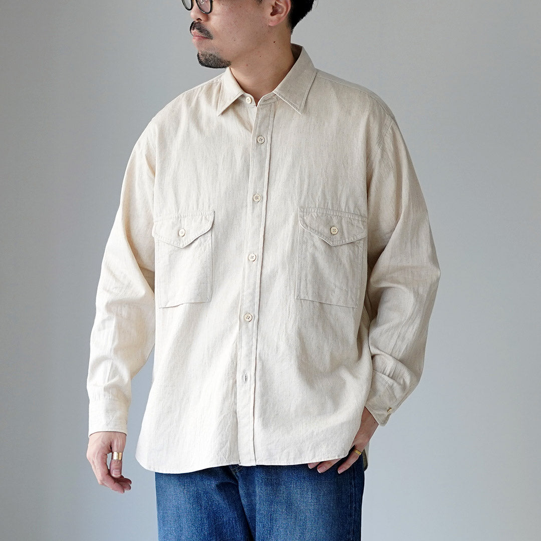 新品未使用kavalリネンコットンシャツ M ベージュ KEMA DESIGNS（ケマデザインズ） コットンリネン ファーマーシャツ